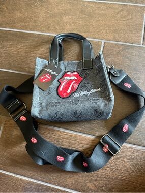 The Rolling Stones Gray Mini Messenger with Red Tongue Patch
